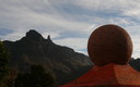 El Roque Nublo desde el atardecer del Pueblo de Tejeda
